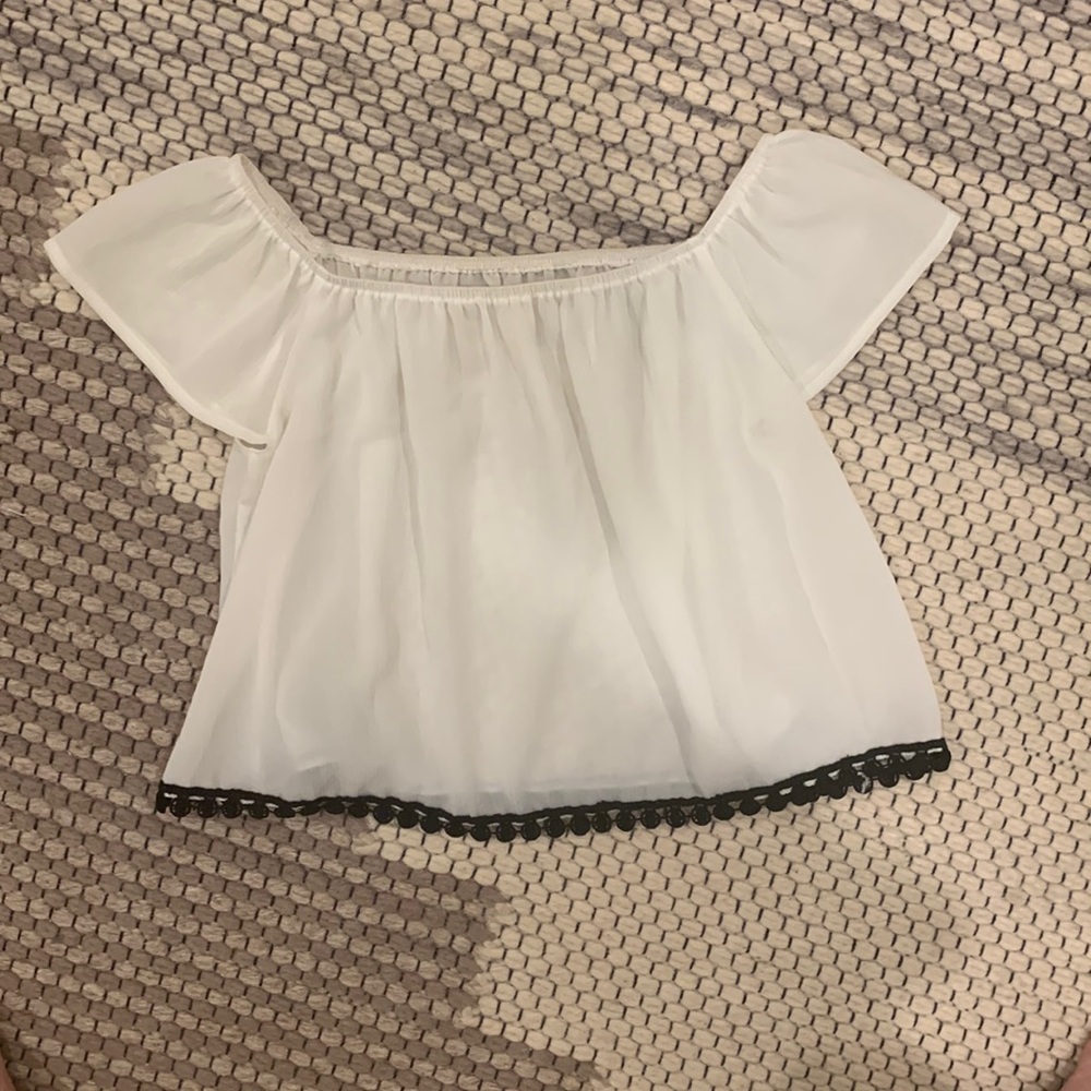 Off the shoulder black and white summer top